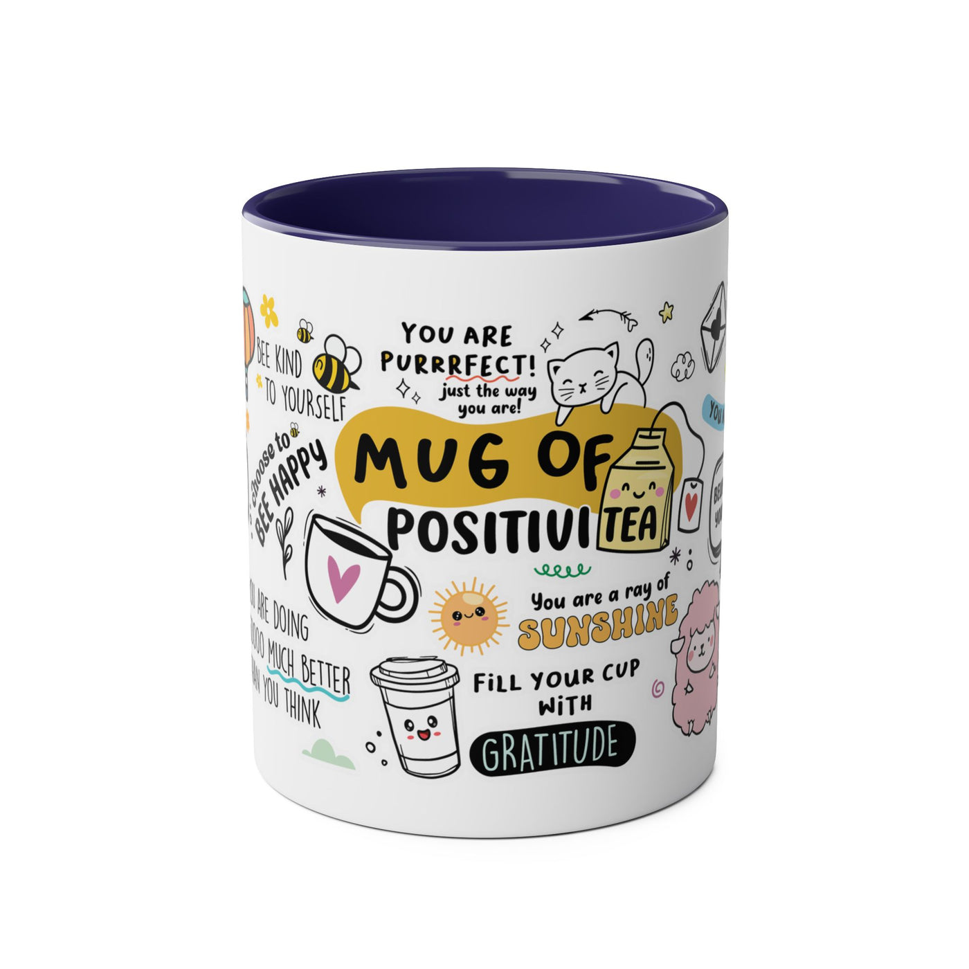 Inspirational Two-Tone Coffee Mug - 11oz - Positive Affirmations & Cute Designs