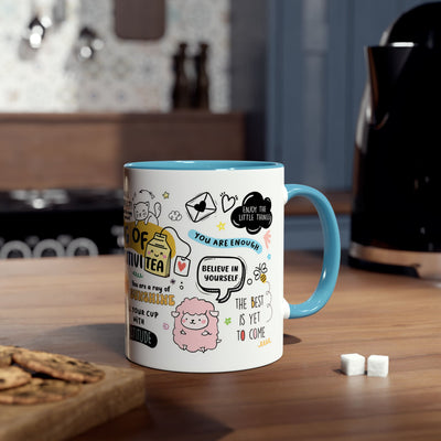 Inspirational Two-Tone Coffee Mug - 11oz - Positive Affirmations & Cute Designs