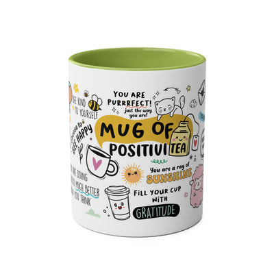 Inspirational Two-Tone Coffee Mug - 11oz - Positive Affirmations & Cute Designs