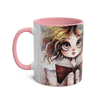 Whimsical Two-Tone Coffee Mug - "Brewing Stories" - Perfect for Book Lovers