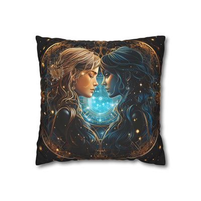 Gemini Zodiac Pillowcase - Mystical Portraits Decorative Cushion Cover