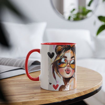 Chic Two-Tone Coffee Mug - Heart Design, Love Quote | Perfect Gift for Friends & Loved Ones