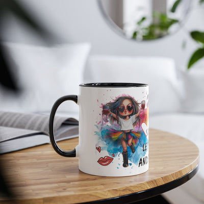 Colorful Wine Lover's Mug - "Let's Drink!" Art Design - Perfect Gift for Celebrations  Two-Tone Ceramic Mug