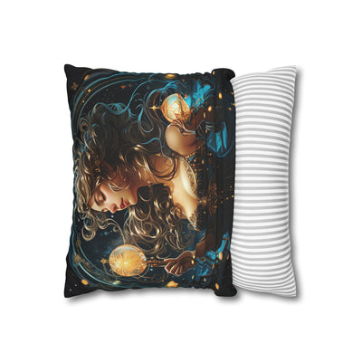 Artistic Aquarius Zodiac Pillowcase with Mystic Woman Design