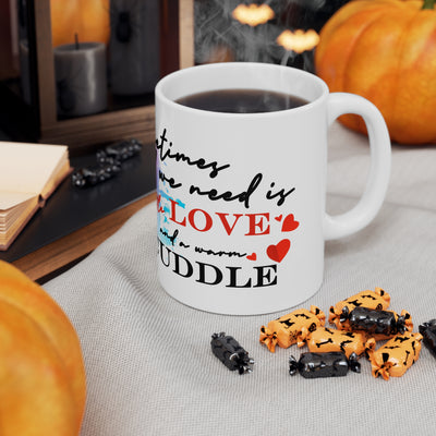 Love & Cuddles Ceramic White Coffee Mug - Cute Character Design, Perfect Gift for All Occasions