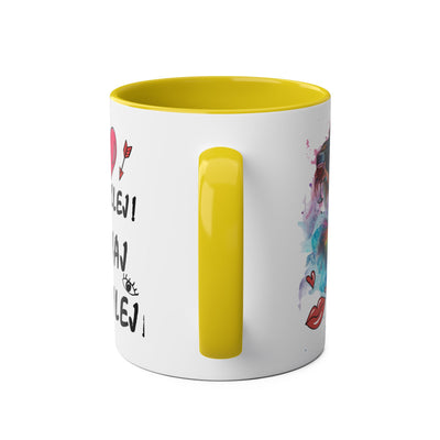 Colorful Two-Tone Coffee Mug - Fun Wine Lover Design