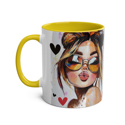 Chic Two-Tone Coffee Mug - Heart Design, Love Quote | Perfect Gift for Friends & Loved Ones