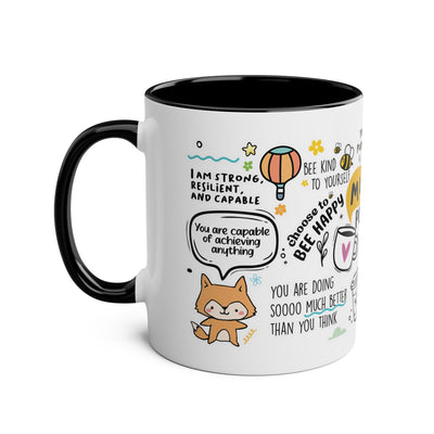 Inspirational Two-Tone Coffee Mug - 11oz - Positive Affirmations & Cute Designs