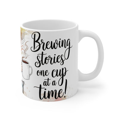 Whimsical Reading Girl Ceramic Coffee Mug - Perfect for Book Lovers | 11oz & 15oz Sizes