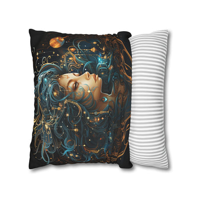 Artistic Virgo Zodiac Poly Canvas Pillowcase - Celestial Decor for Home