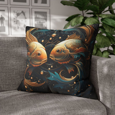 Artistic Pisces Zodiac Poly Canvas Pillowcase - Decorative Throw Cushion for Home Decor