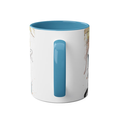 Whimsical Cat Lover's Two-Tone Coffee Mug - 11oz Artistic Design