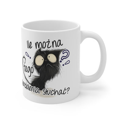 Wkurzony Kotek Biały Kubek 11oz, 15oz