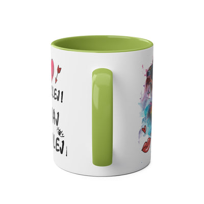 Colorful Two-Tone Coffee Mug - Fun Wine Lover Design