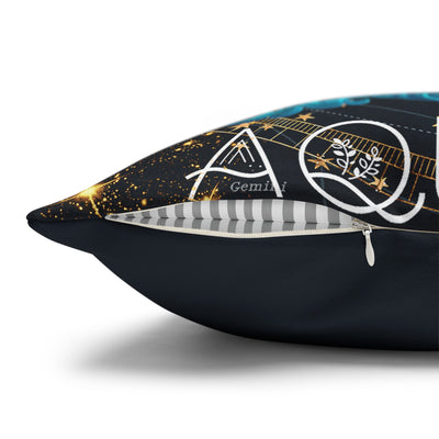 Astrology-Inspired Square Poly Canvas Pillowcase - Aquarius Zodiac Decor for Dreamy Spaces