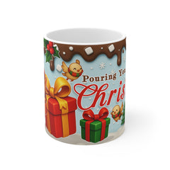 Festive Christmas Mug, Holiday Gift, Elf and Gifts Design, Winter Decor, Cute Coffee Cup, Seasonal Beverage Mug