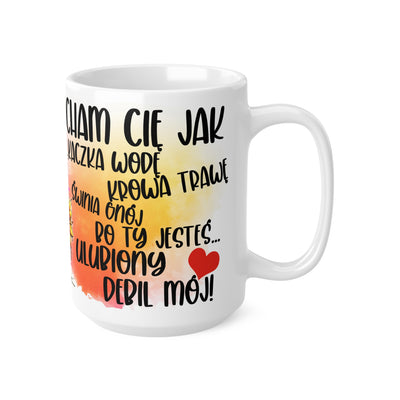 Kocham Cię jak..Biały Kubek Ceramiczny/Dwa Rozmiary
