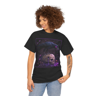 Gothic Raven on Humans Skull T-shirt