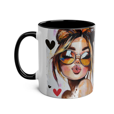 Chic Two-Tone Coffee Mug - Heart Design, Love Quote | Perfect Gift for Friends & Loved Ones