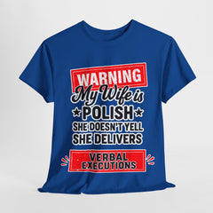 Warning Polish Wife Tee | Funny Gift for Spouses, Humor T-Shirt, Relationship Shirt, Unique Polish Pride Clothing, Everyday Wear