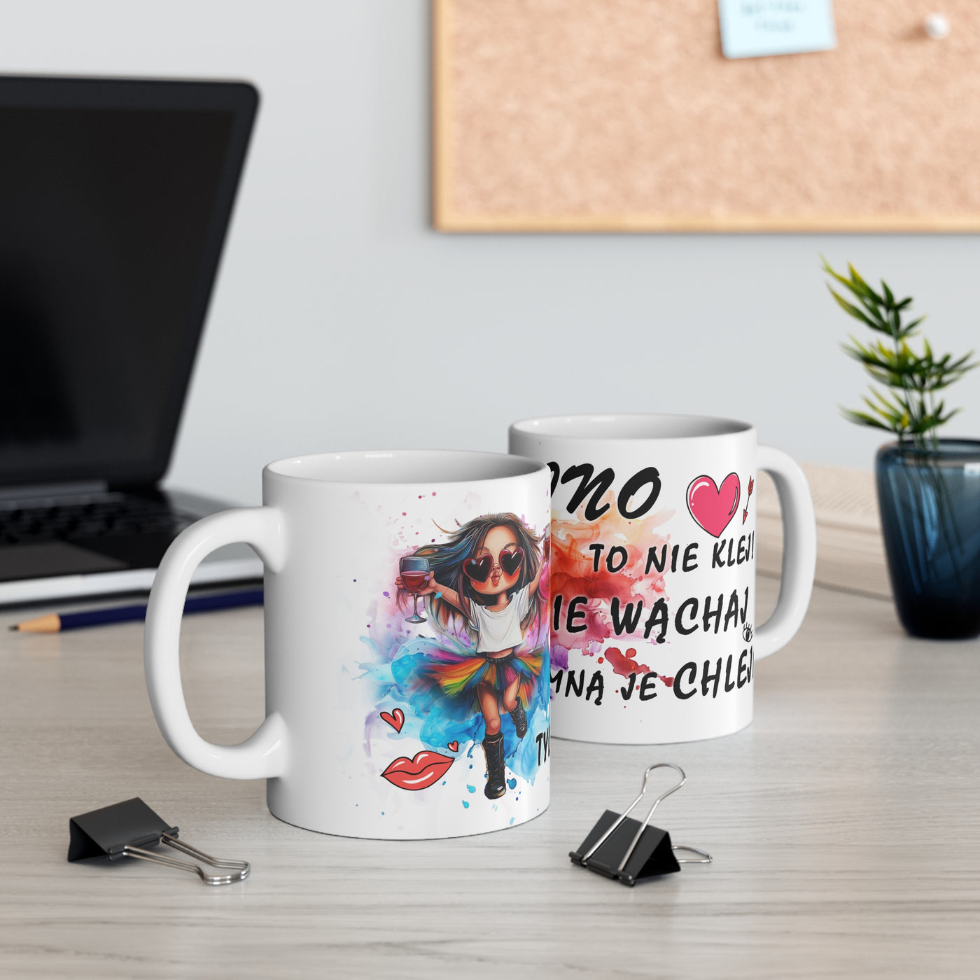 Wino to nie klej! Zabawny Kubek Biały Ceramiczny 11oz & 15oz