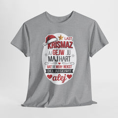 Śmieszna koszulka świąteczna „Last Krismaz” – zabawny t-shirt unisex z nadrukiem inspirowanym piosenką „Last Christmas”