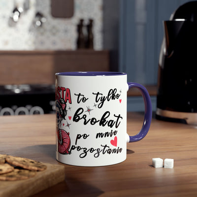 Funny Two-Tone Coffee Mug - 'Jestem tak Zajebista' Design for Coffee Lovers