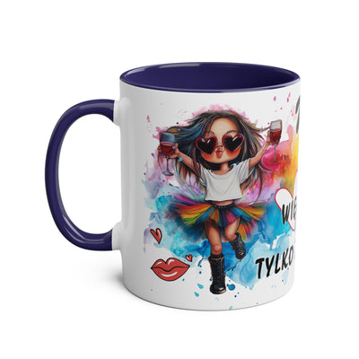 Colorful Two-Tone Coffee Mug - Fun Wine Lover Design