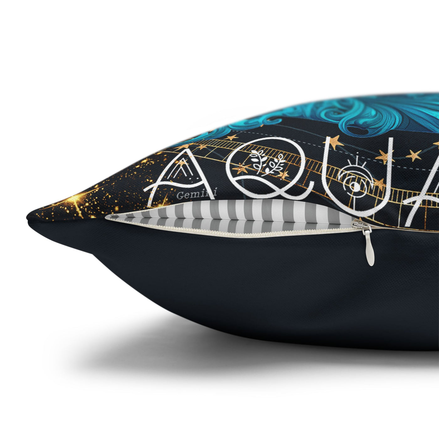Astrology-Inspired Square Poly Canvas Pillowcase - Aquarius Zodiac Decor for Dreamy Spaces