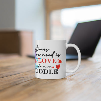 Love & Cuddles Ceramic White Coffee Mug - Cute Character Design, Perfect Gift for All Occasions
