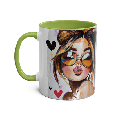 Chic Two-Tone Coffee Mug - Heart Design, Love Quote | Perfect Gift for Friends & Loved Ones
