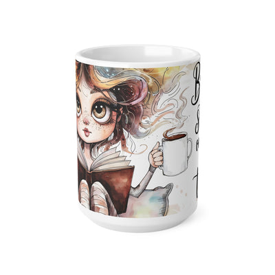 Whimsical Reading Girl Ceramic Coffee Mug - Perfect for Book Lovers | 11oz & 15oz Sizes
