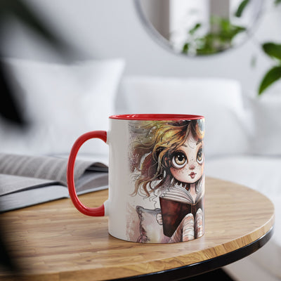 Whimsical Two-Tone Coffee Mug - "Brewing Stories" - Perfect for Book Lovers