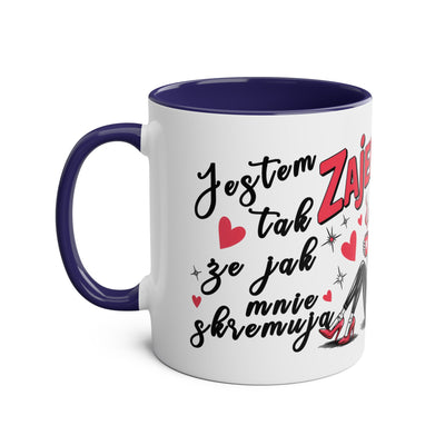 Funny Two-Tone Coffee Mug - 'Jestem tak Zajebista' Design for Coffee Lovers