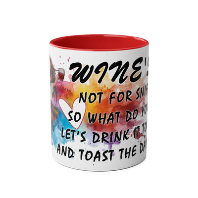 Colorful Wine Lover's Mug - "Let's Drink!" Art Design - Perfect Gift for Celebrations  Two-Tone Ceramic Mug