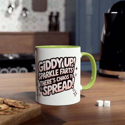 Giddy Sparkle Two-Tone Coffee Mug | 11oz Unicorn & Cat Design