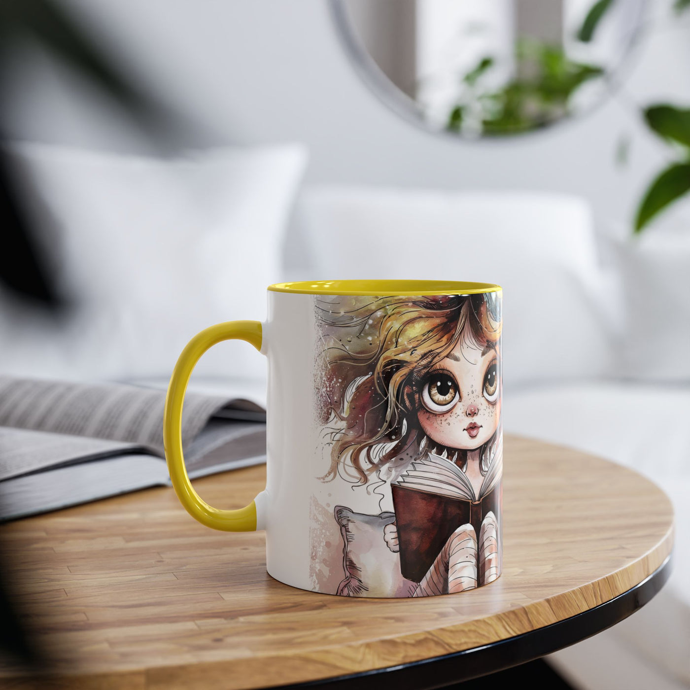 Whimsical Two-Tone Coffee Mug - "Brewing Stories" - Perfect for Book Lovers