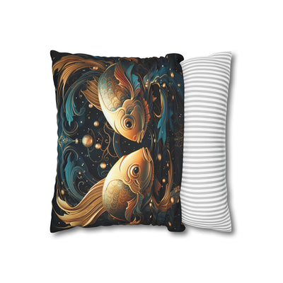 Artistic Pisces Zodiac Poly Canvas Pillowcase - Decorative Throw Cushion for Home Decor