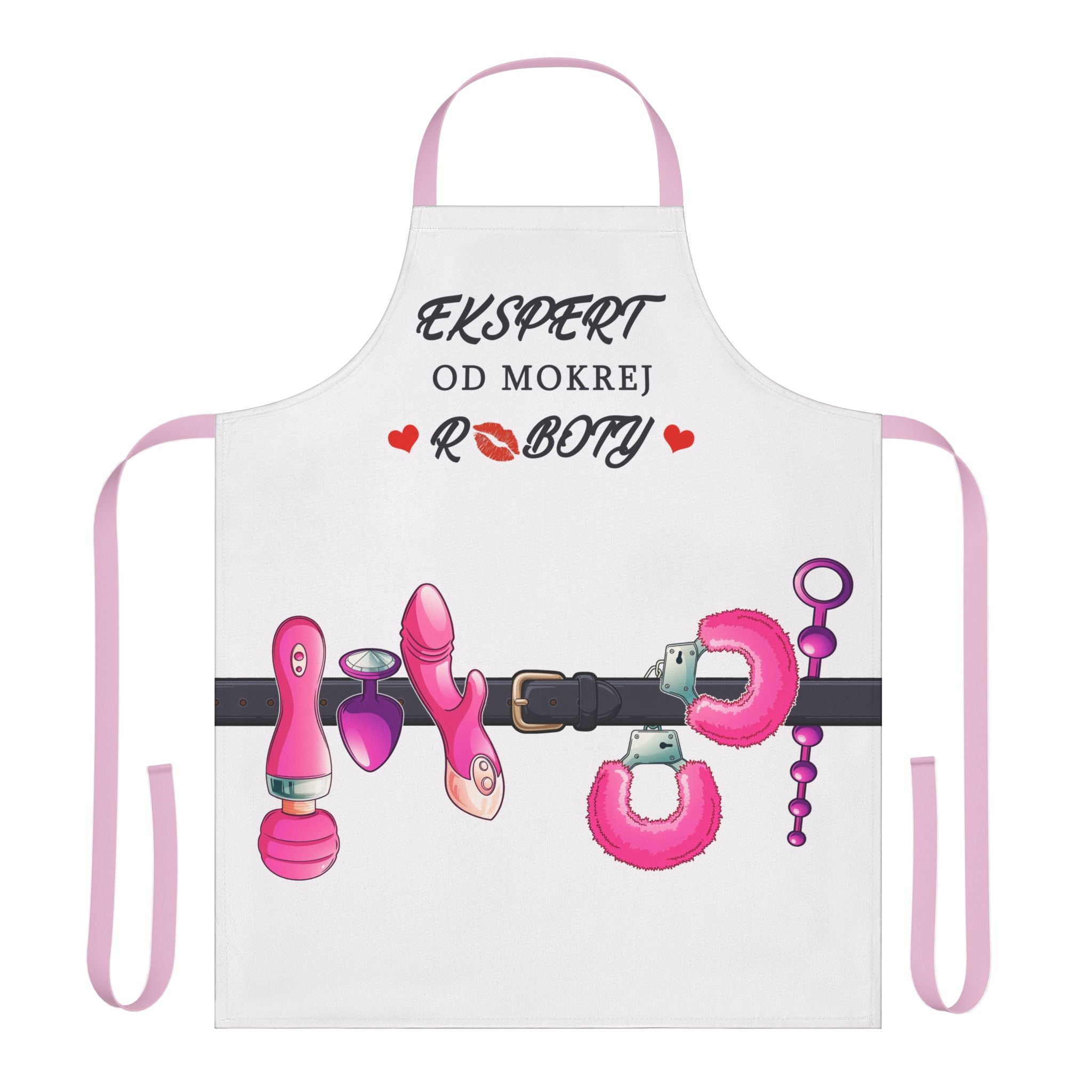 Fun and Flirty Kitchen Apron with 5-Color Straps - 'Ekspert Od Mokrej Roboty' Design