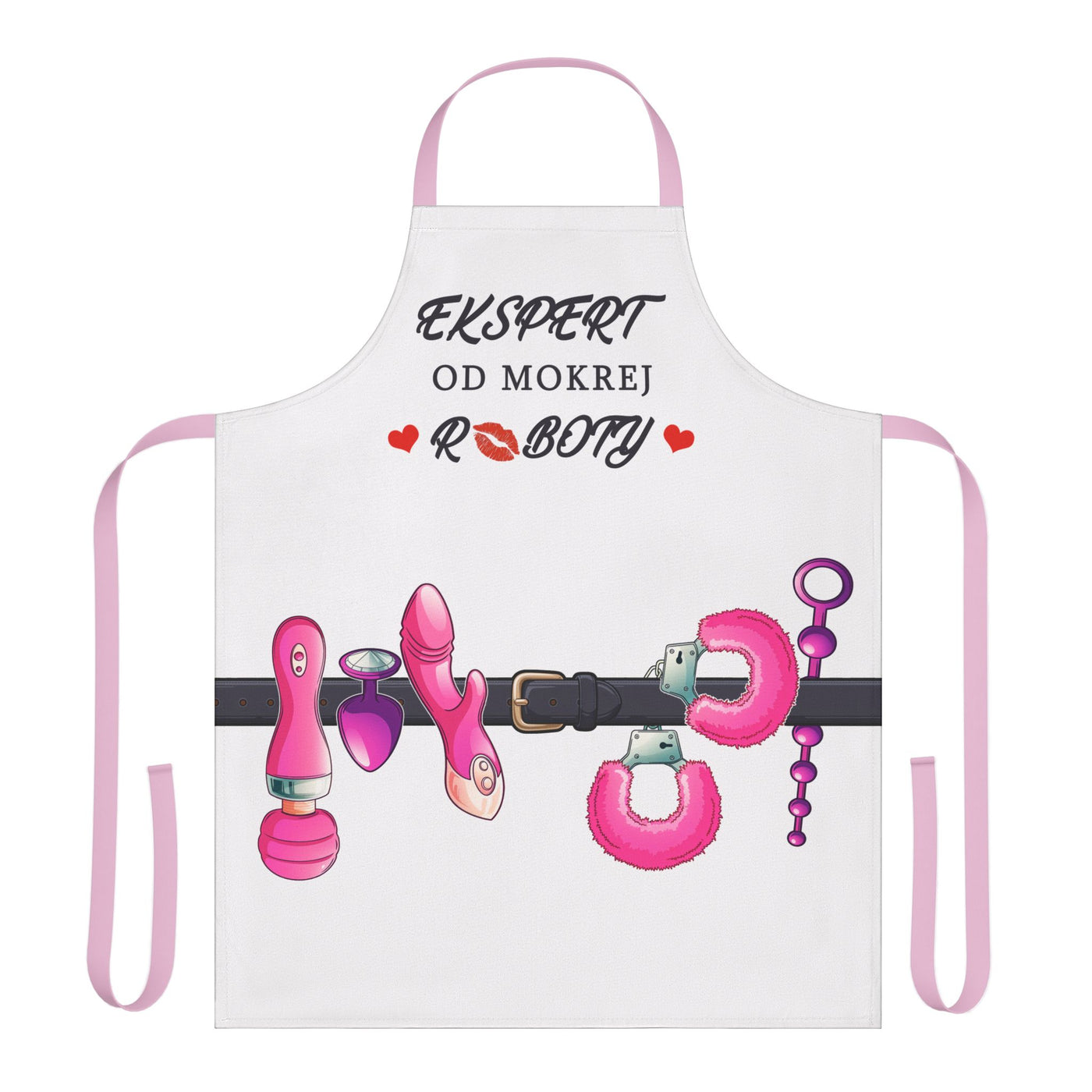 Fun and Flirty Kitchen Apron with 5-Color Straps - 'Ekspert Od Mokrej Roboty' Design
