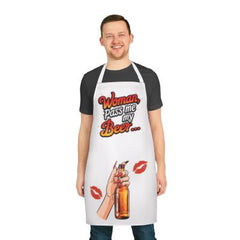 Funny BBQ Apron – "Woman, Pass Me My Beer…" | Adult Cooking Apron with Bold Print | 100% Cotton with Sublimation Coating
