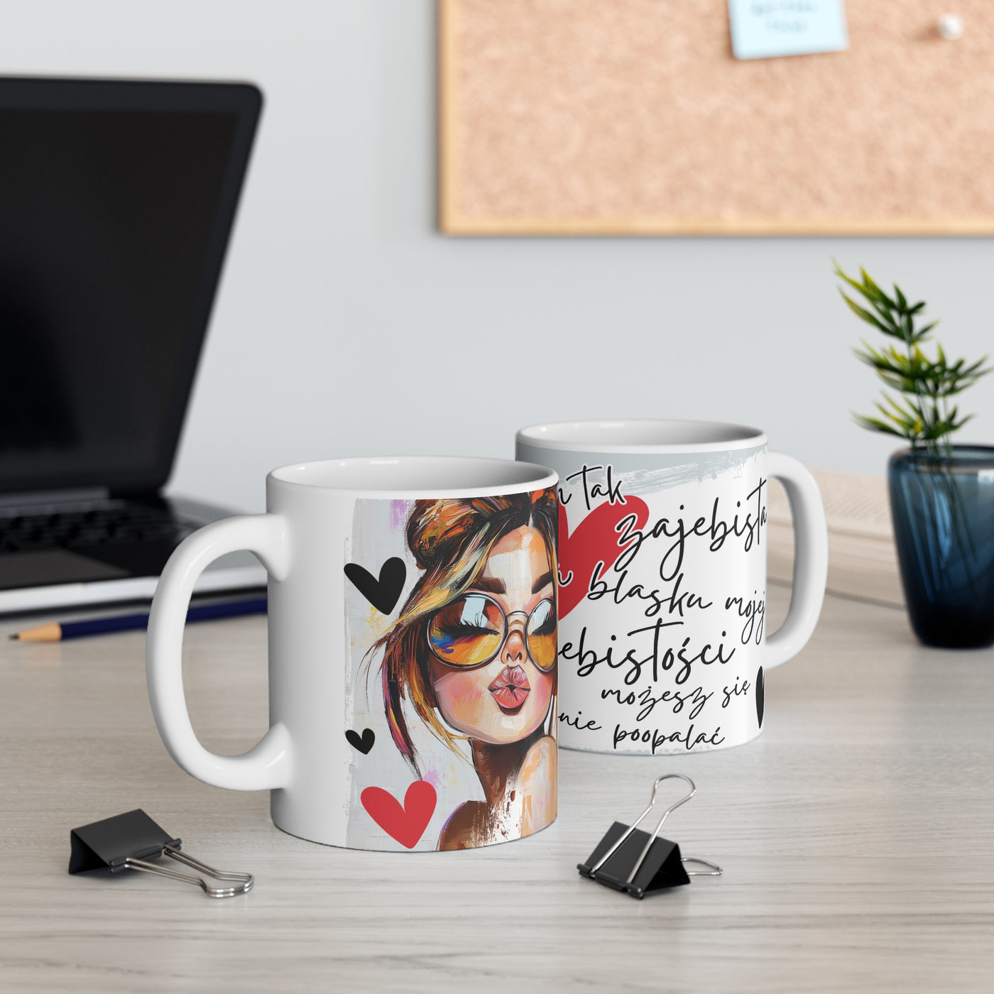 Jestem Zajebista-Biały Kubek Ceramiczny 330ml i 440ml