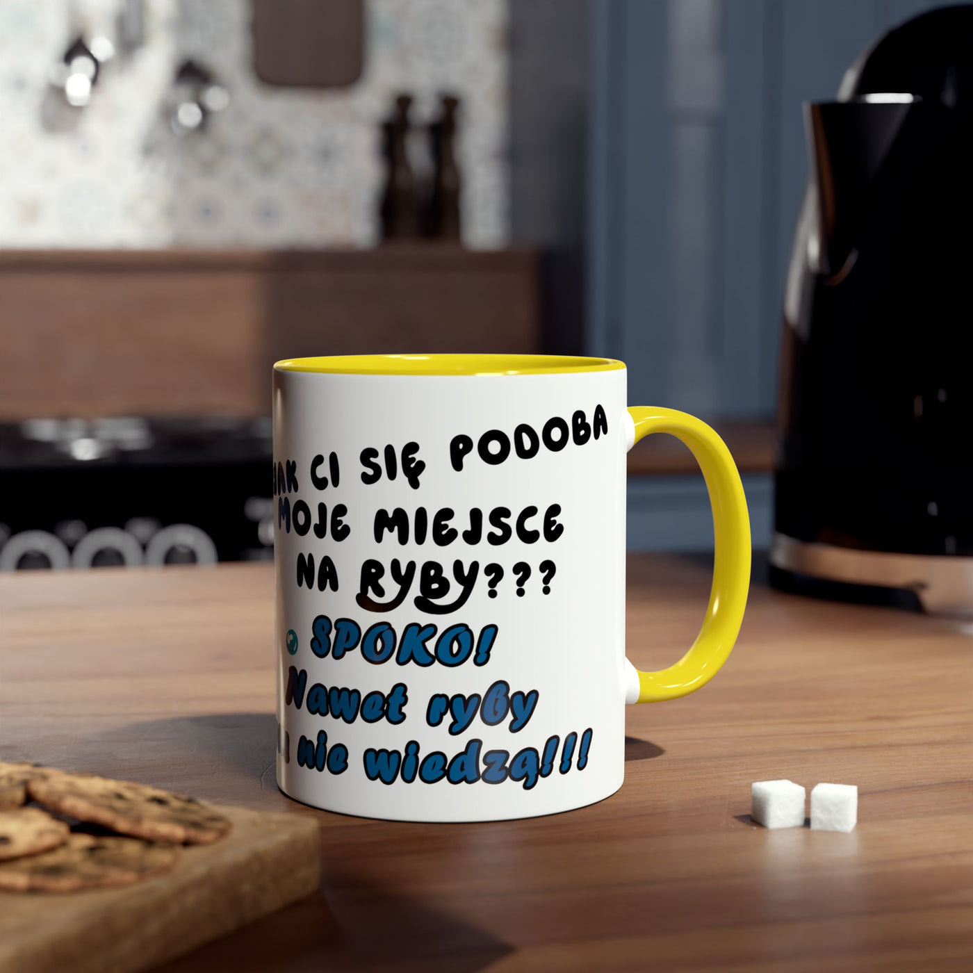 Zabawny dwukolorowy kubek dla Wędkarza