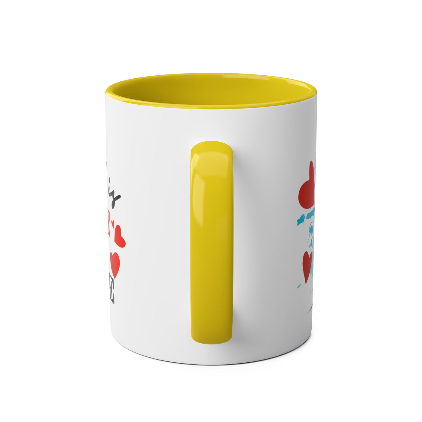 Cute Two-Tone Love & Cuddle Coffee Mug | 11oz Heart Design