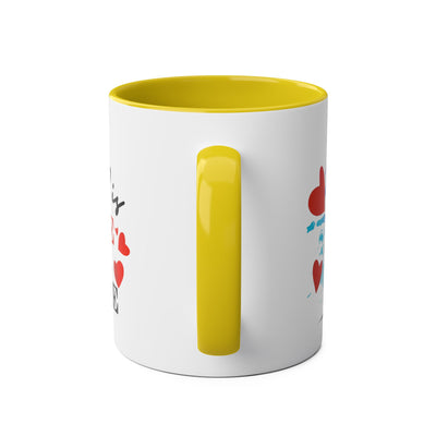 Cute Two-Tone Love & Cuddle Coffee Mug | 11oz Heart Design