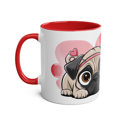 I Love You Two-Tones Mug with Cute Pug Dog