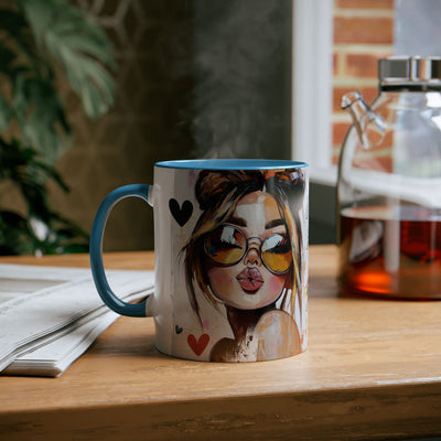 Chic Two-Tone Coffee Mug - Heart Design, Love Quote | Perfect Gift for Friends & Loved Ones