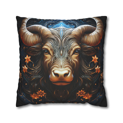 Taurus Zodiac Decorative Pillowcase - Artful Square Poly Canvas Cushion for Home Decor