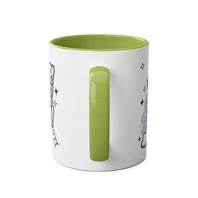 Giddy Sparkle Two-Tone Coffee Mug | 11oz Unicorn & Cat Design