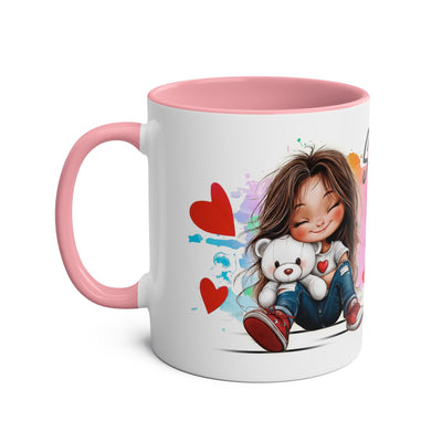 Cute Two-Tone Love & Cuddle Coffee Mug | 11oz Heart Design